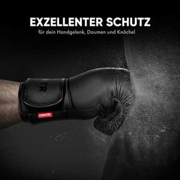 FIGHTR® Profi Boxhandschuhe aus echtem Leder | Männer und Frauen | für Boxen, MMA, Muay Thai, Kickboxen & Kampfsport 10 12 14 16 oz | inkl. Tragetasche (All Black, 16 oz) - 3