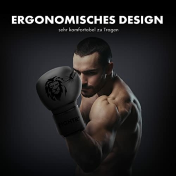 FIGHTR® Profi Boxhandschuhe aus echtem Leder | Männer und Frauen | für Boxen, MMA, Muay Thai, Kickboxen & Kampfsport 10 12 14 16 oz | inkl. Tragetasche (All Black, 16 oz) - 4