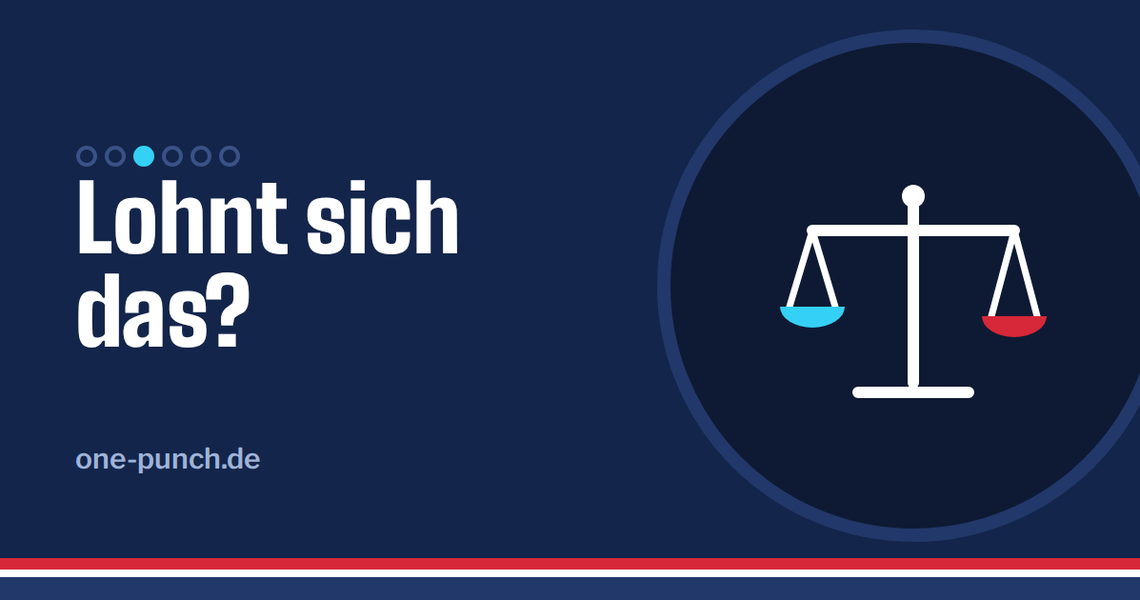 Grafik: Waage für Vor- und Nachteile einer Boxmaschine